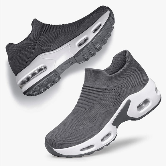 Women's Slip On Walking Slip On Mesh Air-Cushioned Platform Sneaker Comfortable - Picture 3 of 12